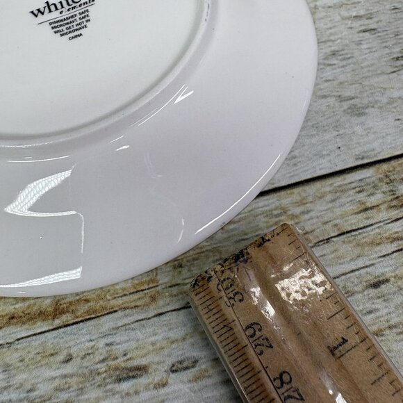 Gibson LEXINGTON White Elements  Embossed Rim Round Ceramic Bread Plates Set 4 - Picture 15 of 16